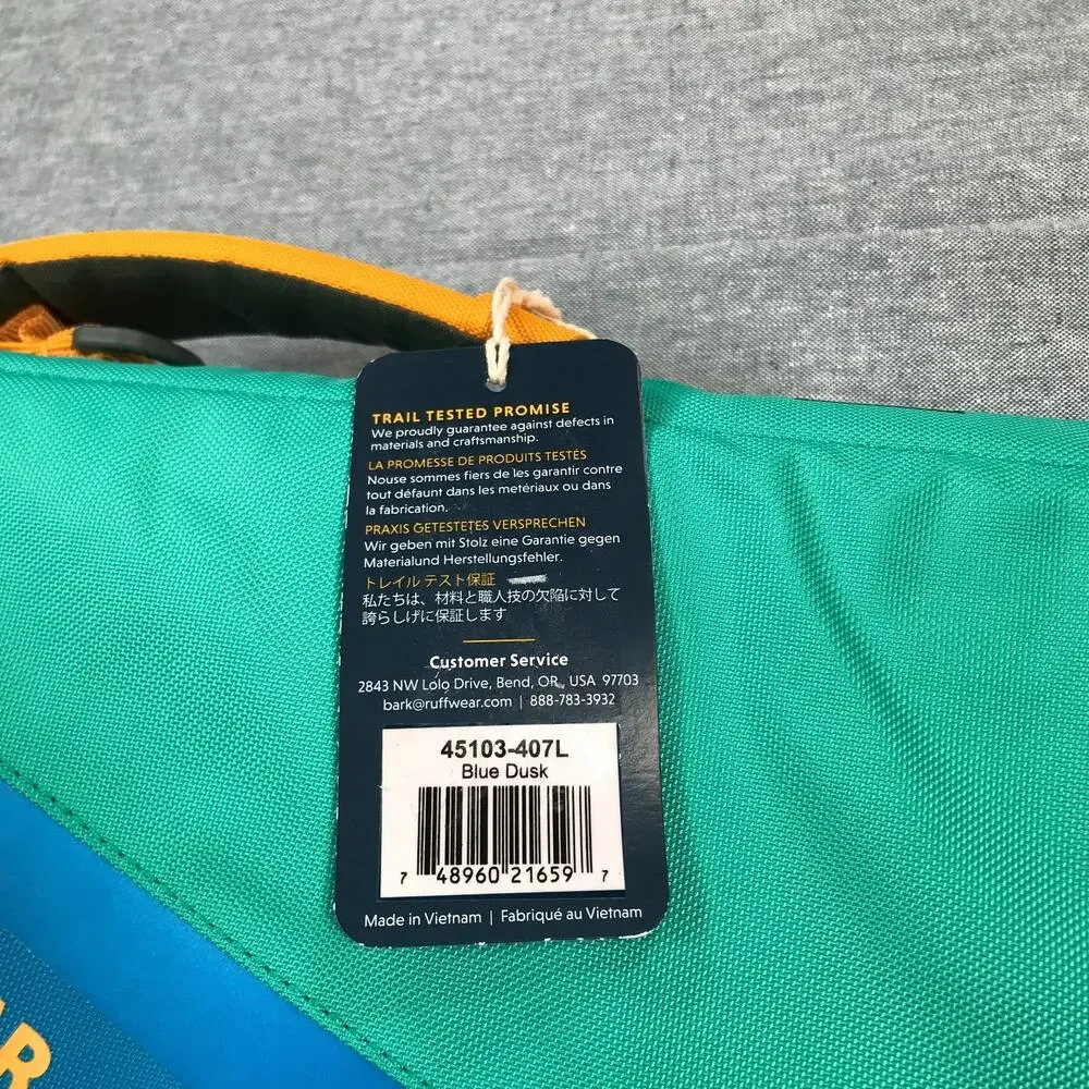 RuffWear Large Float Coat Dog Life Jacket Water Flotation Device Blue Green NWT